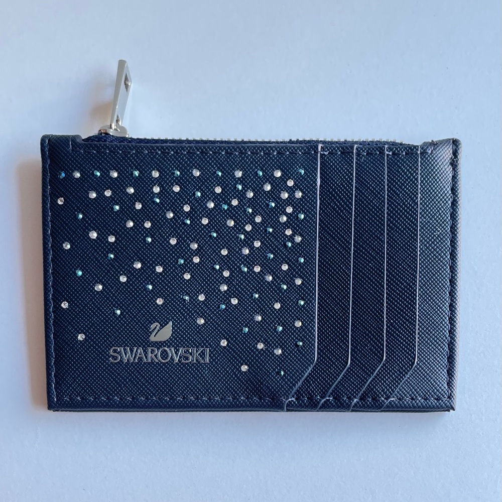 Swarovski Saffiano Leather Card Wallet - Denim Blue